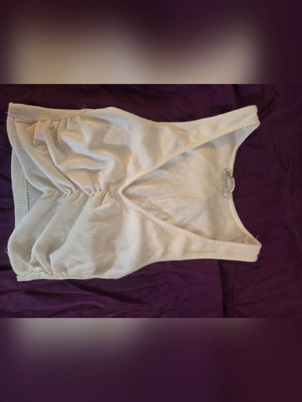 Zara Cream Ribbed V-Neck Tank Top